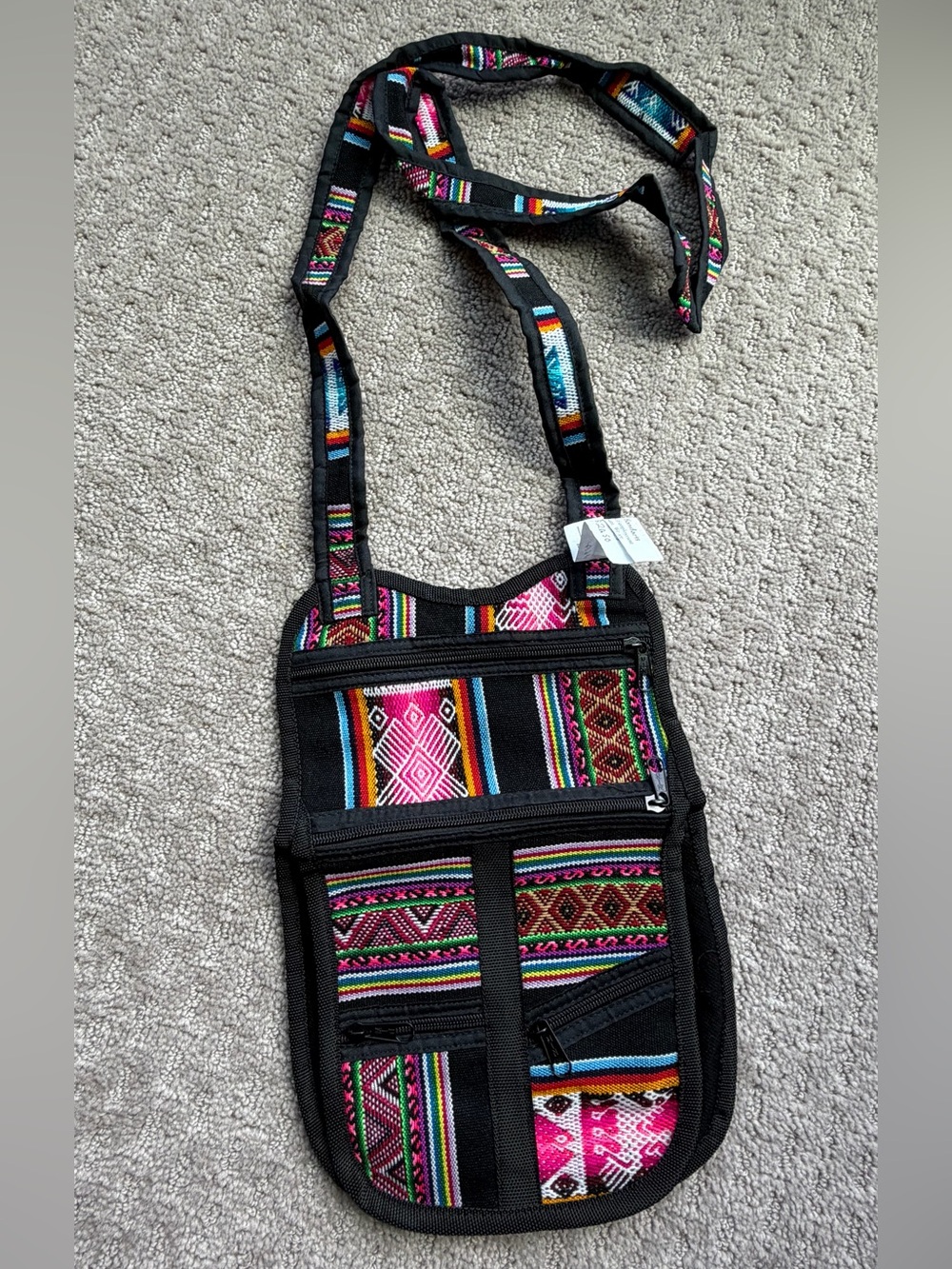 Boho Crossbody Festival Bag with Colorful Tribal Weave